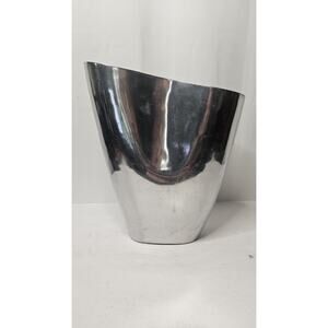 Vintage Anna Efverlund Forged Silver Tone Metal Vase Modern Art